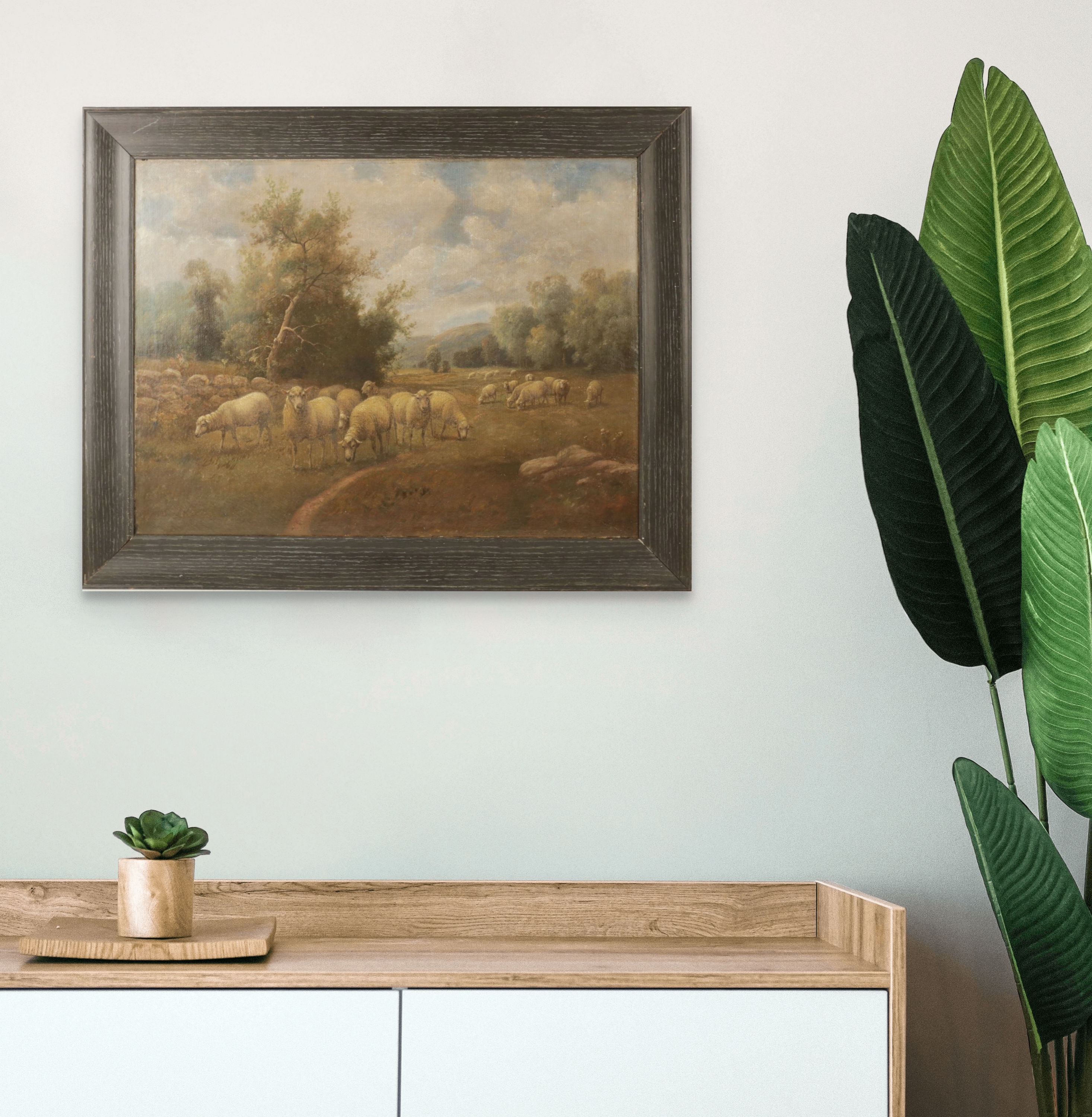 Charles Grant Beauregard - Grazing Sheep by Stone Wall Art