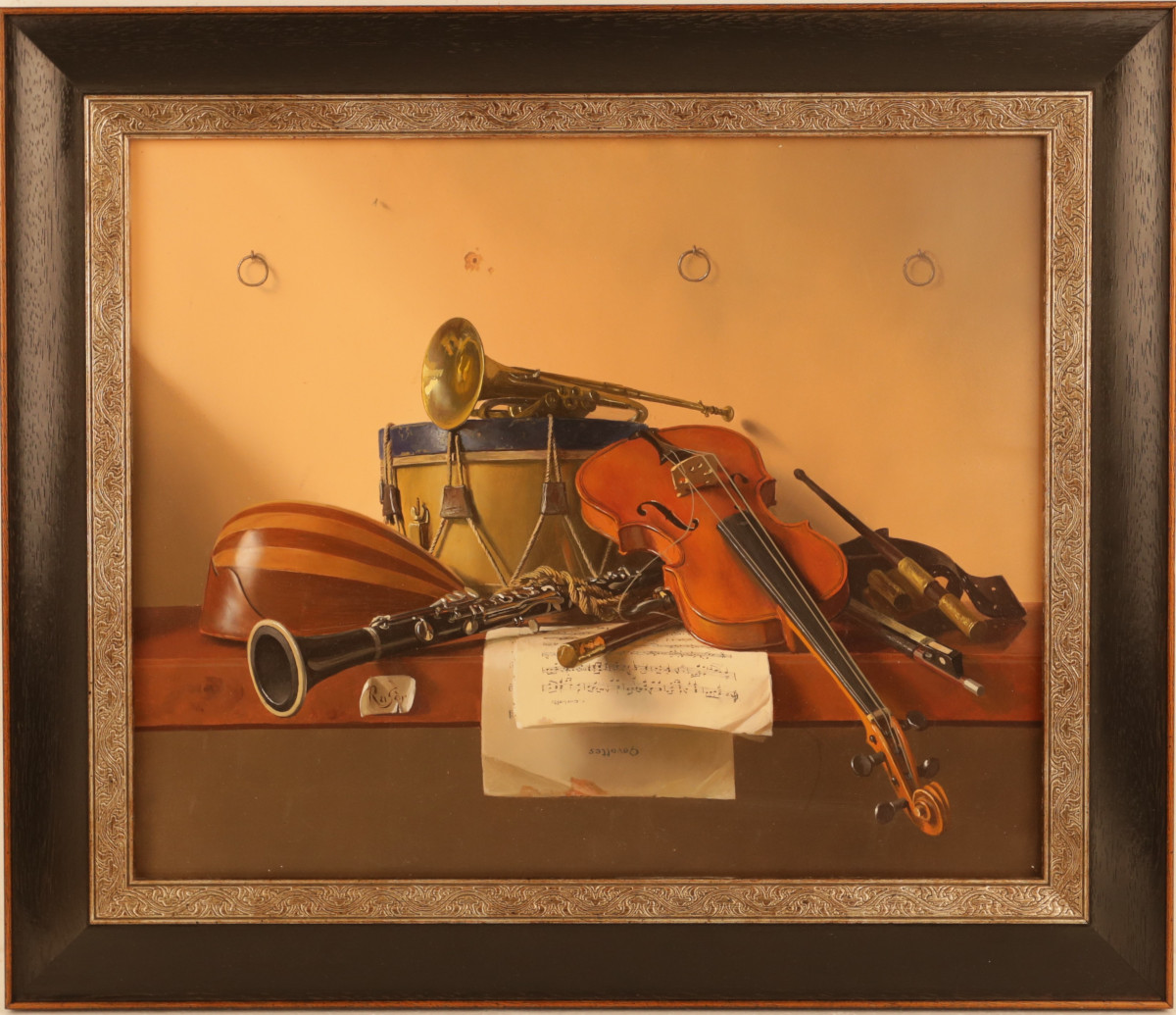 Pierre Raser Violon, Tambour, Mandoline Painting