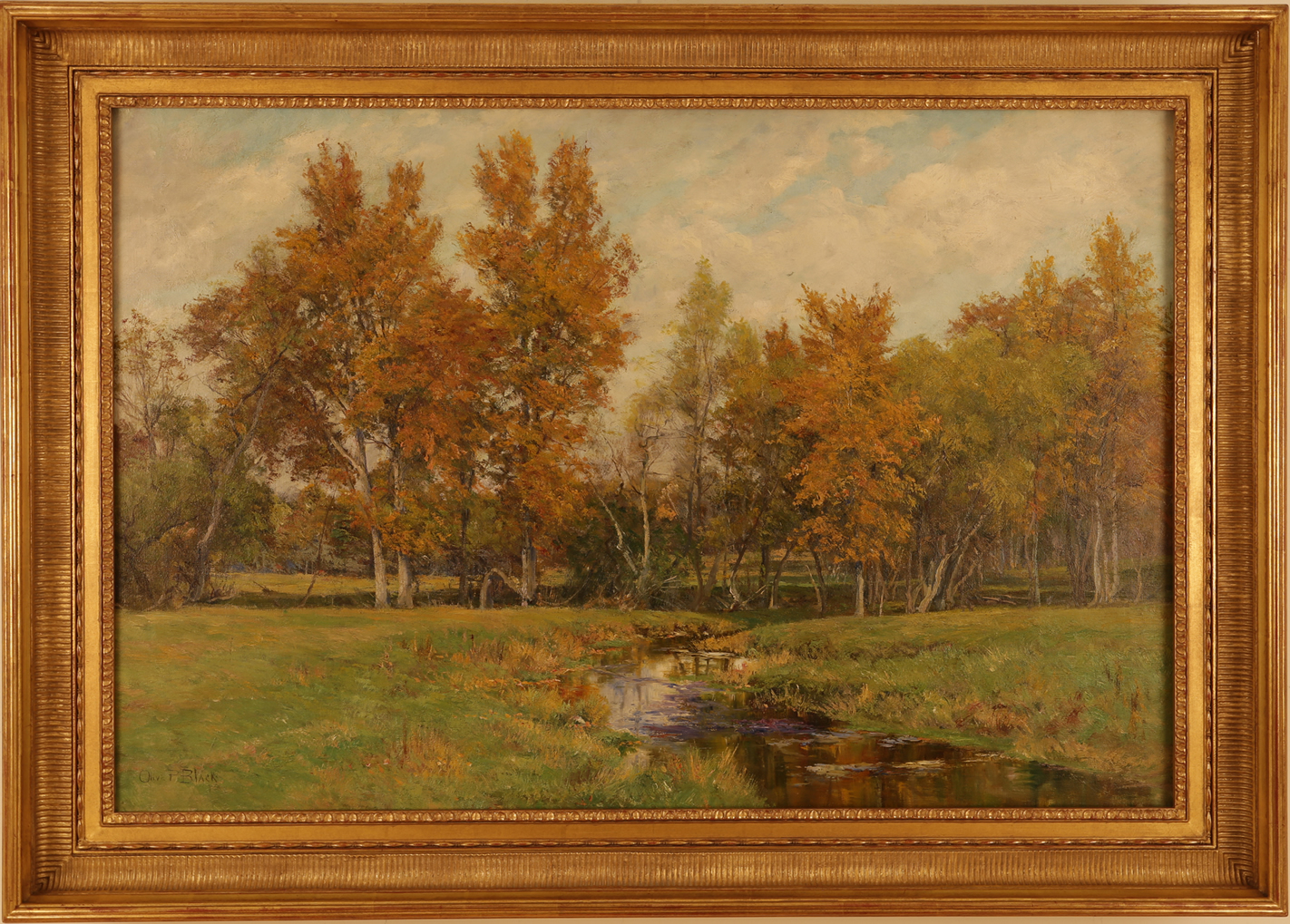 Olive Parker Black - Fall Landscape with Creek Painting