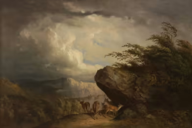 William Holbrook Beard - Deer at Rock Ledge 

