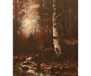 Warren C. Briggs (American, 1867 - 1903) Forest Interior with Birch Tree