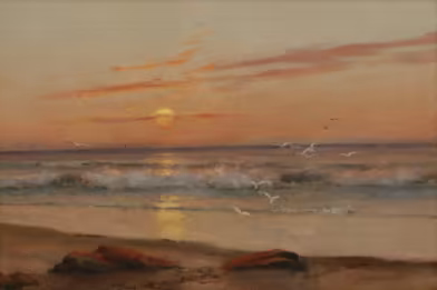 George W. Chambers - Sunrise Shoreline with Seagulls 
