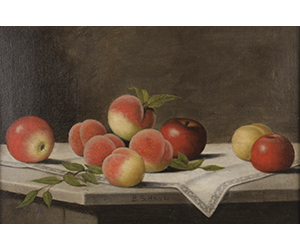 Barton Stone Hays (American, 1826 - 1914) (  aka  B.S. Hays  ) Apples and Peaches on Tabletop