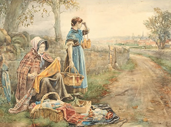 Christiana Patterson Ross - The Peddlers on the Road to Edinburgh   $3,500 
